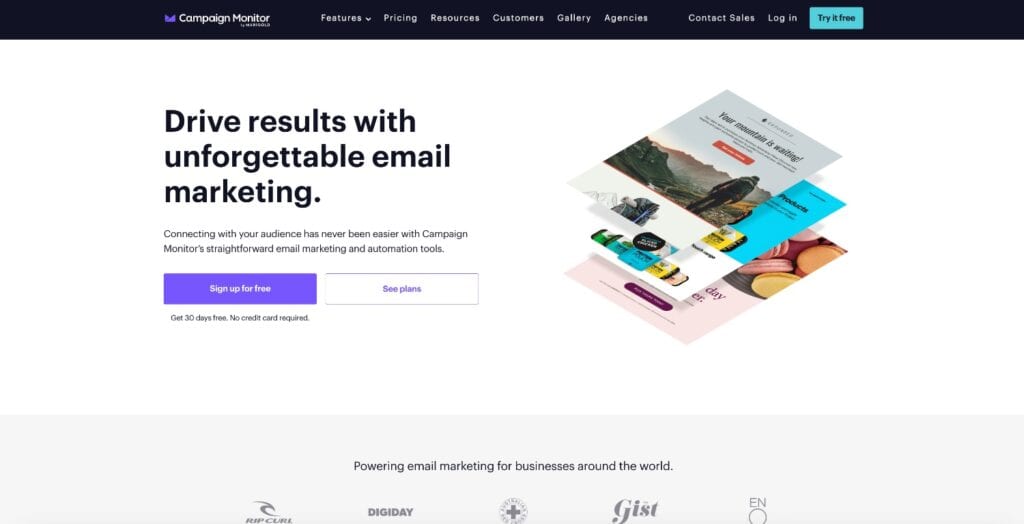 Campaign Monitor Homepage
