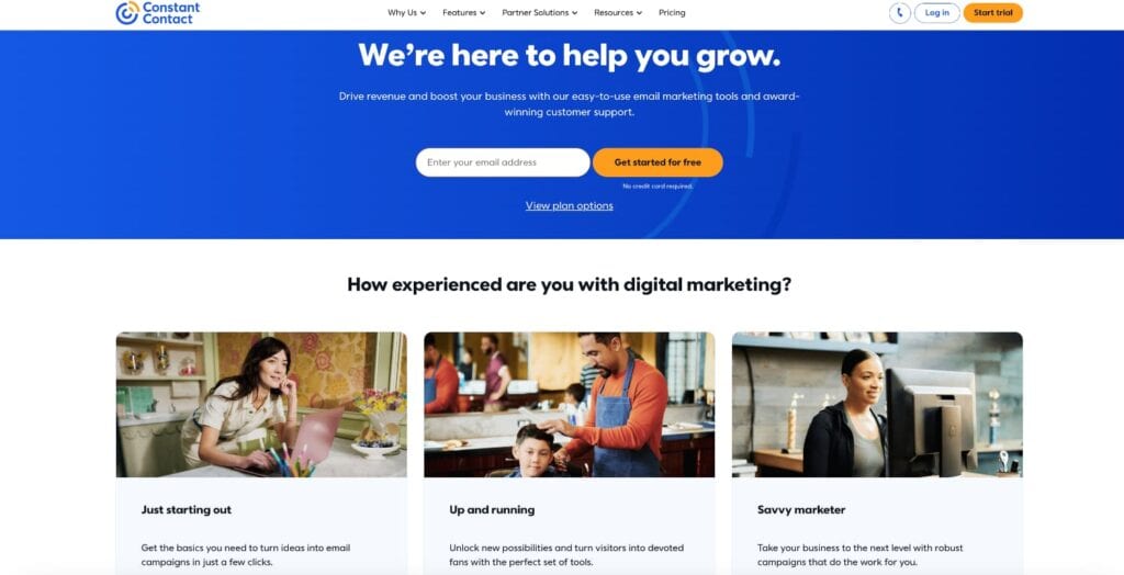 Constant Contact homepage