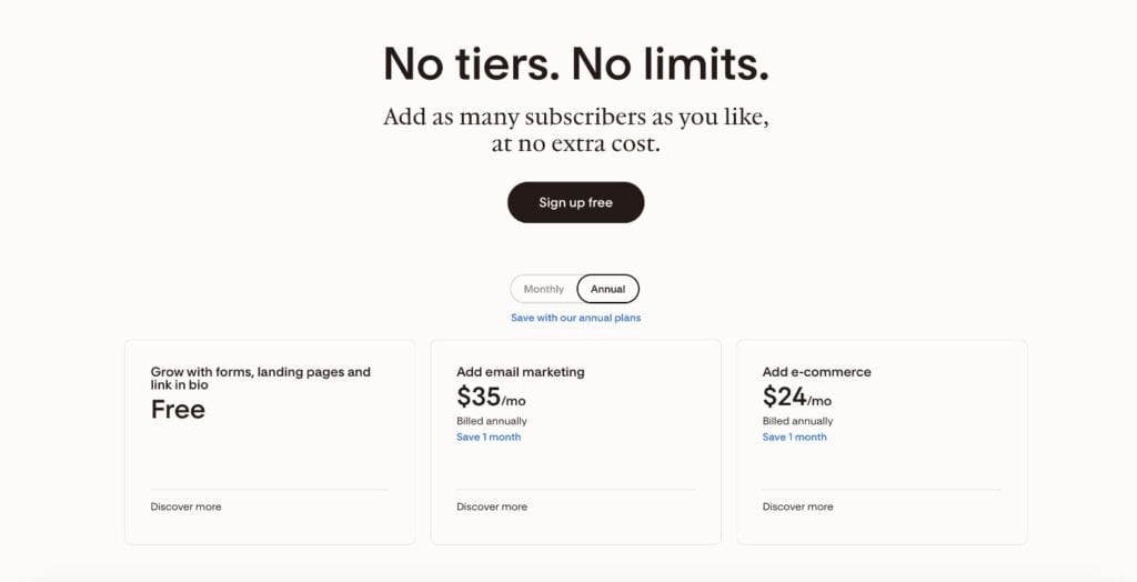 Flodesk Pricing Page