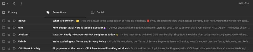 Gmail on Computer Browser