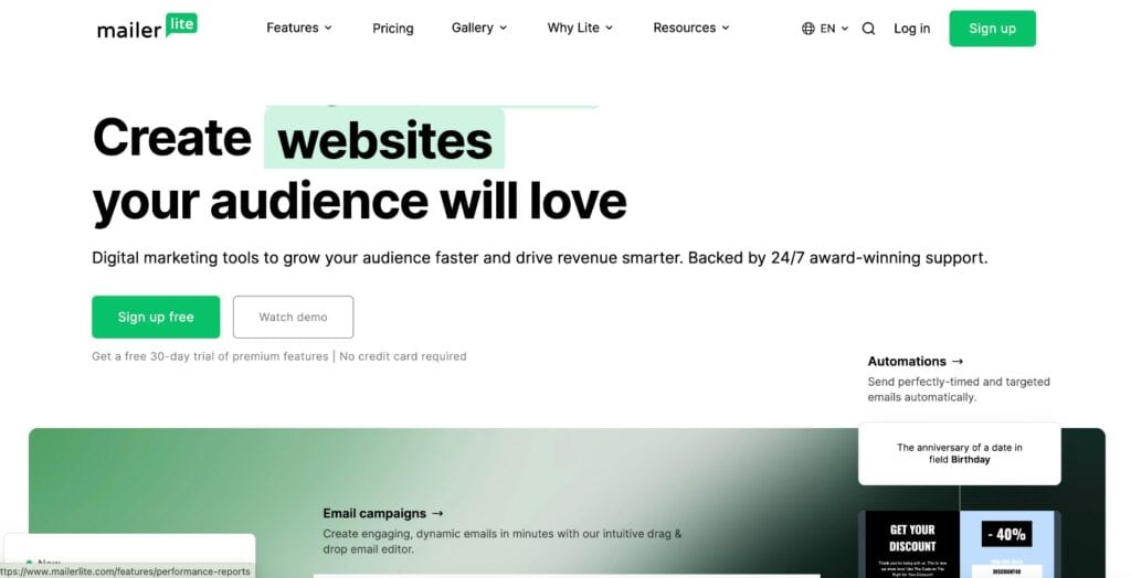 MailerLite Homepage