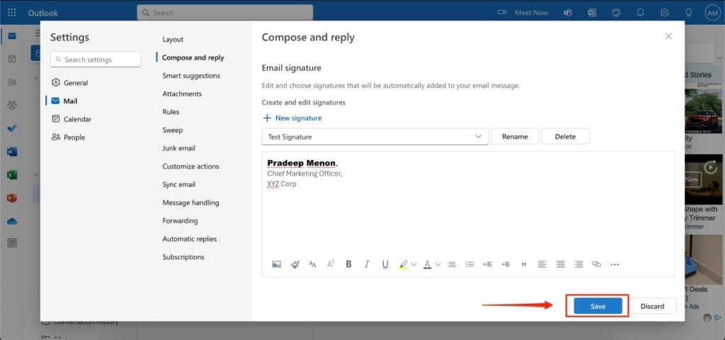 Add Email Footer in Outlook