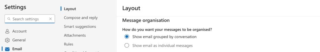 Outlook email chain