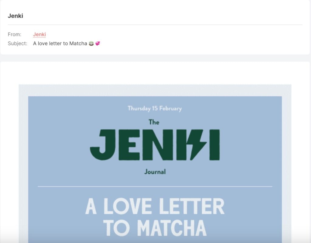 Valentines Day email subject line - Jenki
