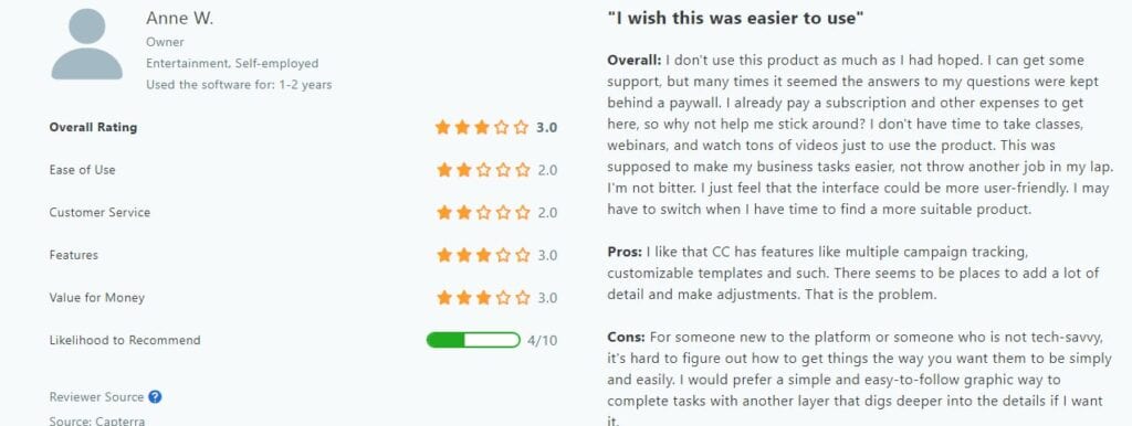 Constant Contact review- I wish it was easier to use
