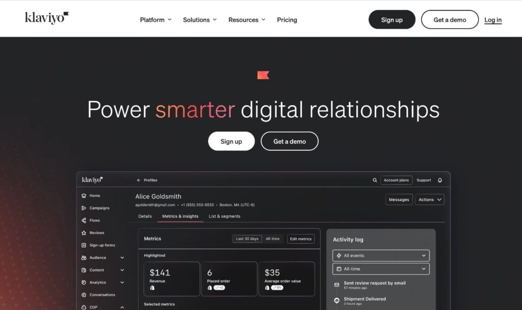 Klaviyo Homepage