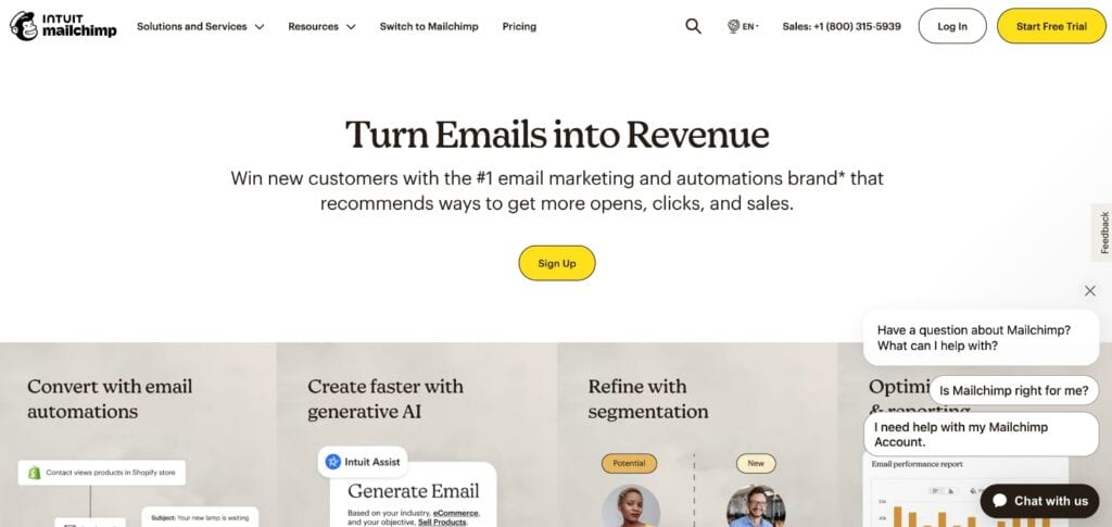 Mailchimp Homepage