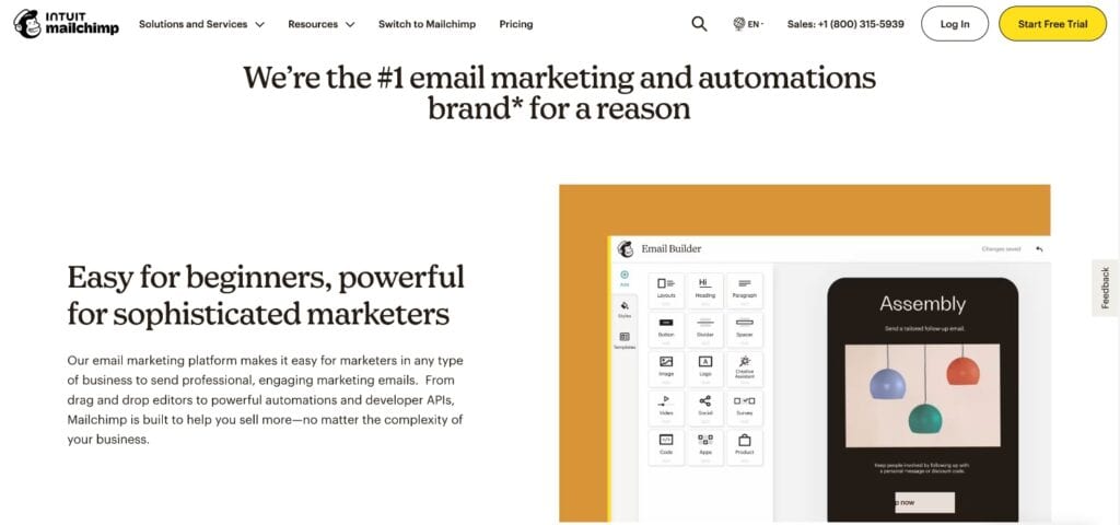 Mailchimp Ease of use Page