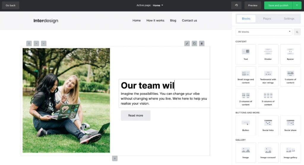 MailerLite website builder