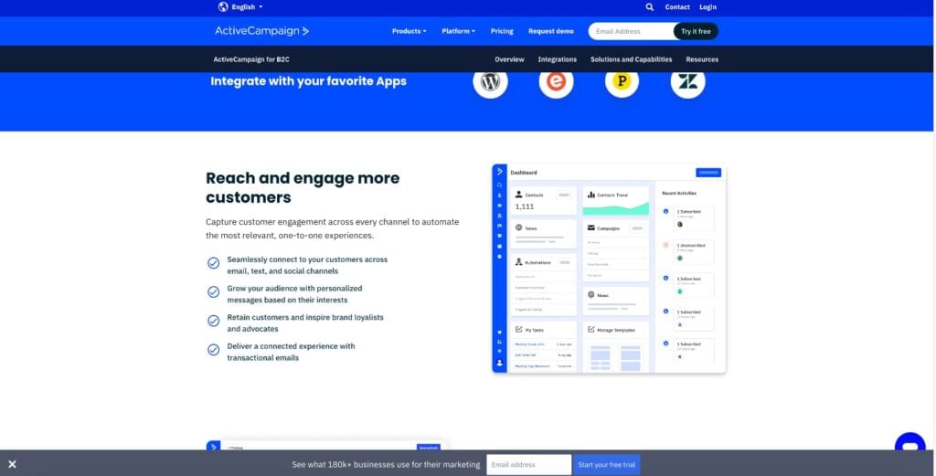 ActiveCampaign Unique Features page