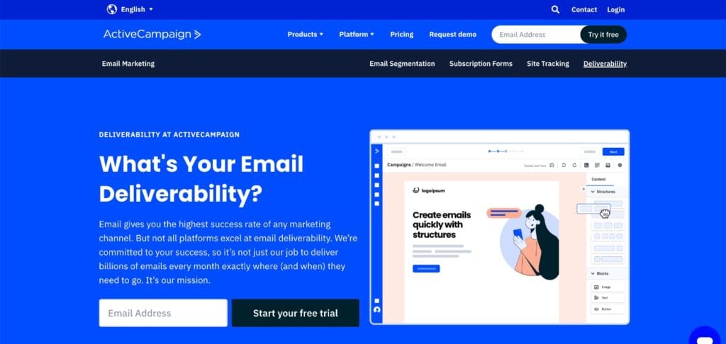 ActiveCampaign Email Deliverability Page