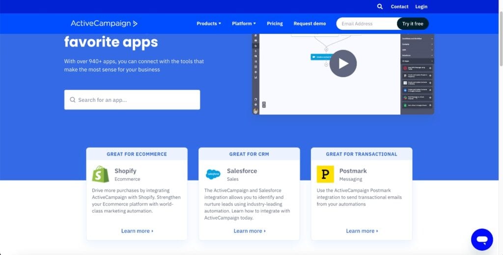 ActiveCampaign integration page