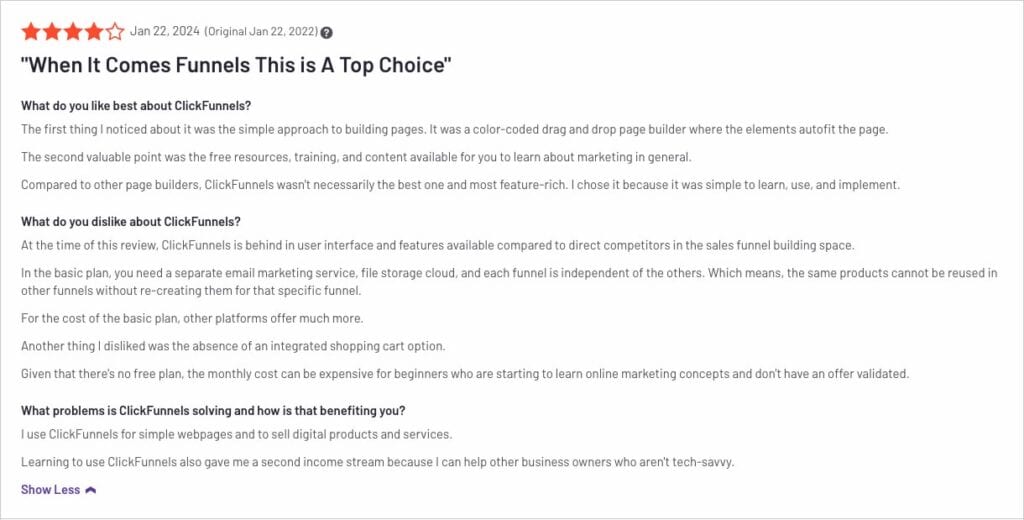 Clickfunnels Positive Example
