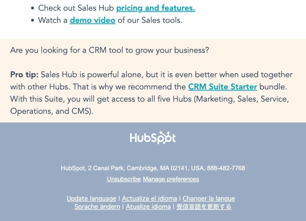 Email footer example