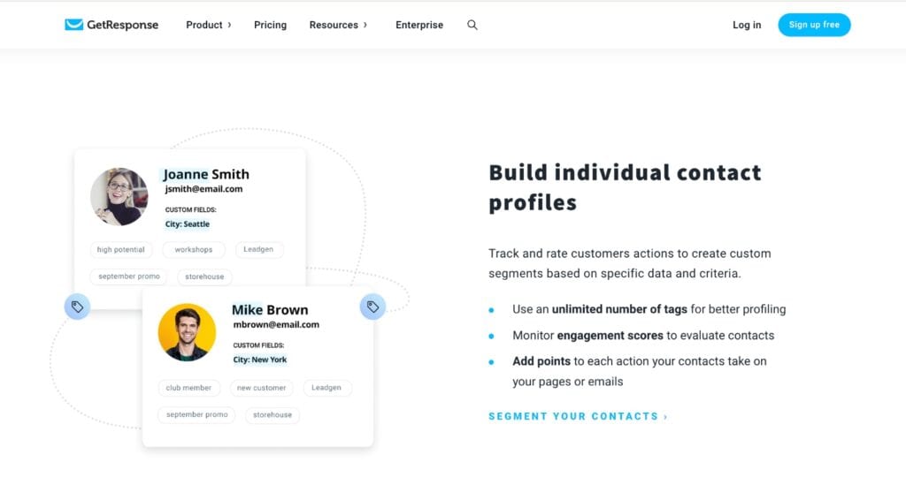 Getresponse automation page