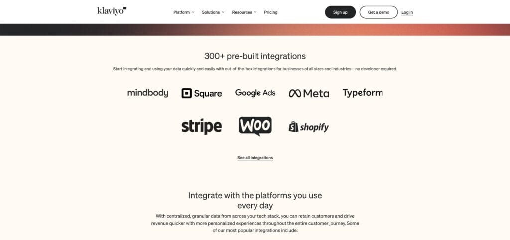 Klaviyo integration page