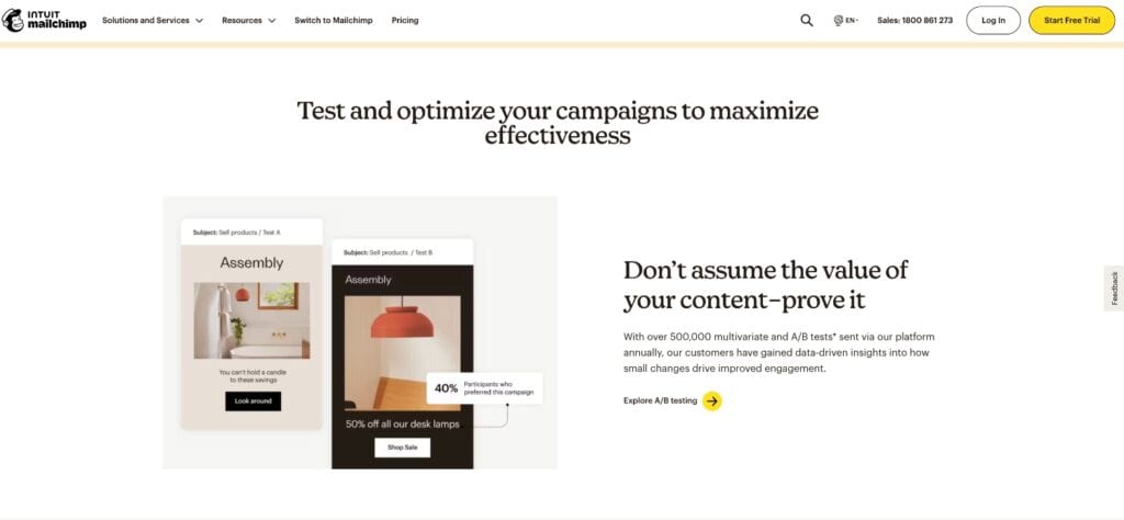 Mailchimp analytics page