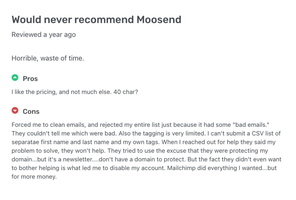 Moosend Review Never Recommend
