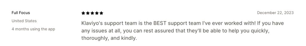 klaviyo support team review