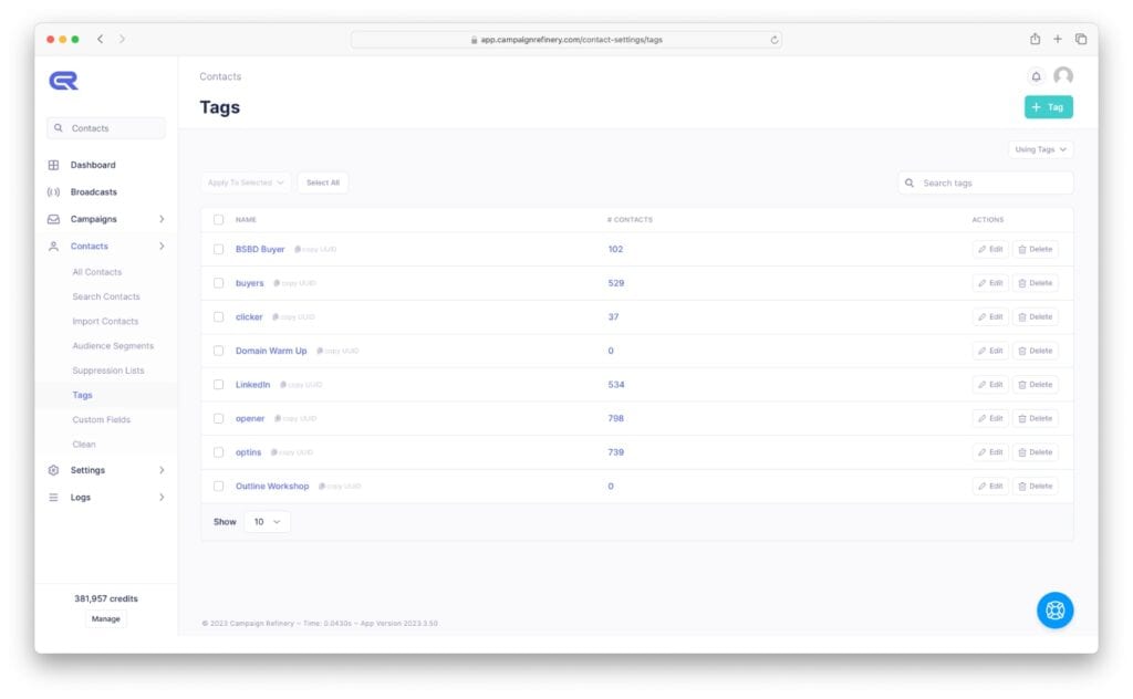 Contact management on Campaign Refinery