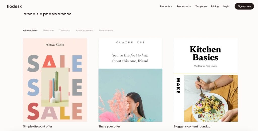 Flodesk Email builder page