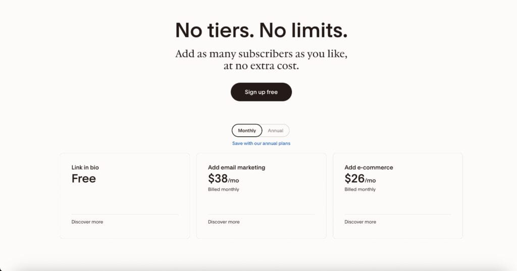 Flodesk pricing page