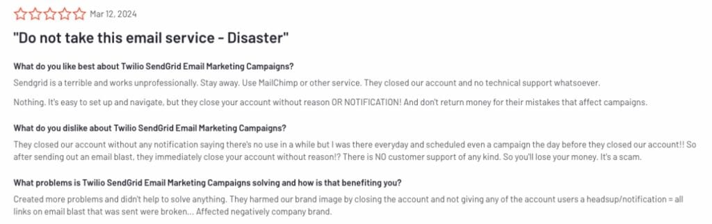 Negative SendGrid Review