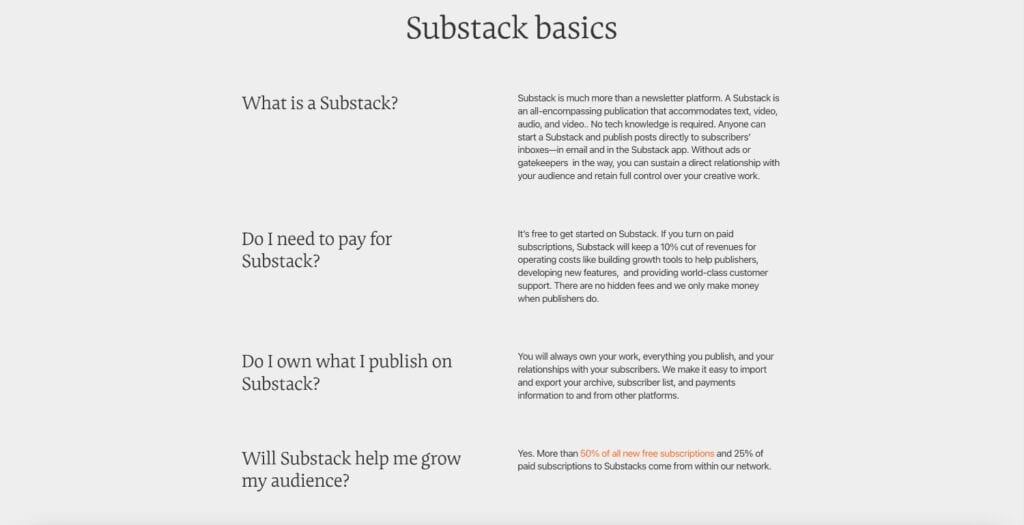 Substack pricing page as a Brevo alternative