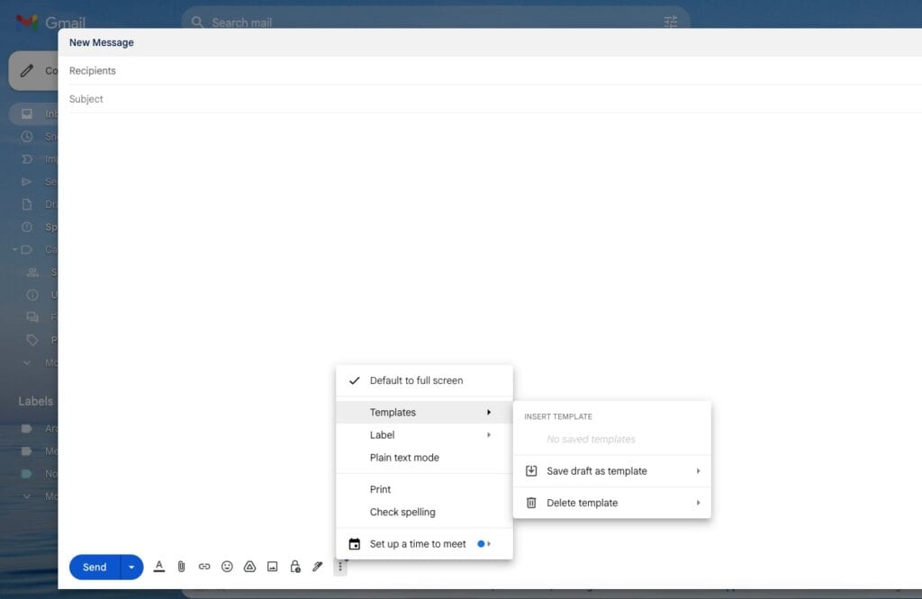 Using Gmail templates