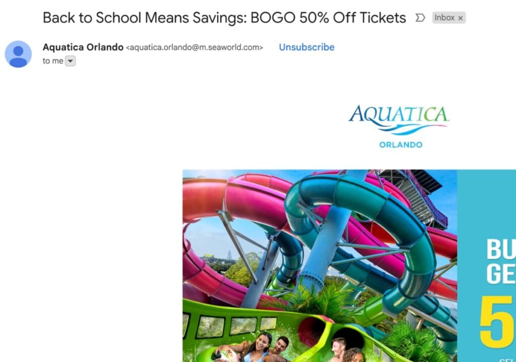 bogo example in an email