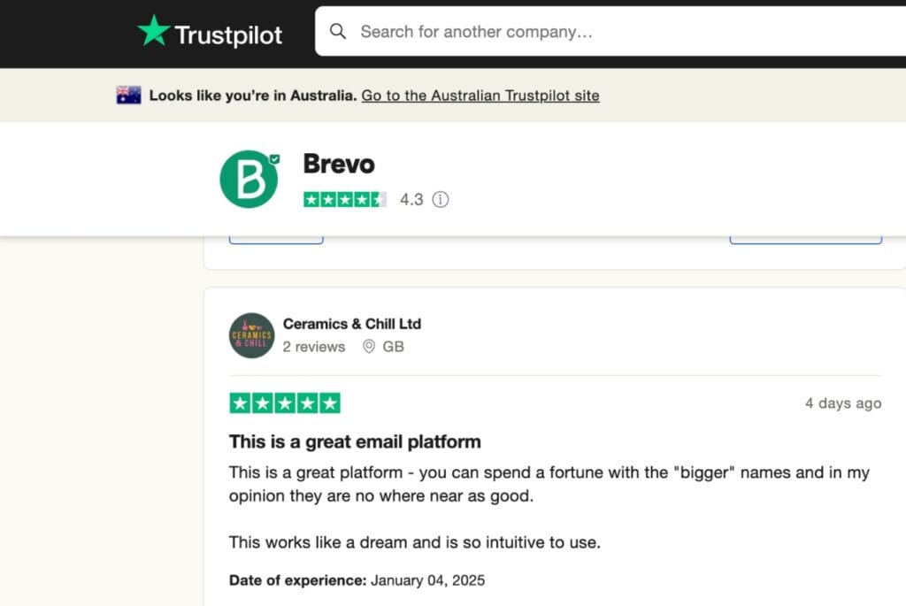 brevo trustpilot review