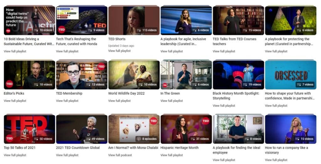 ted youtube playlists