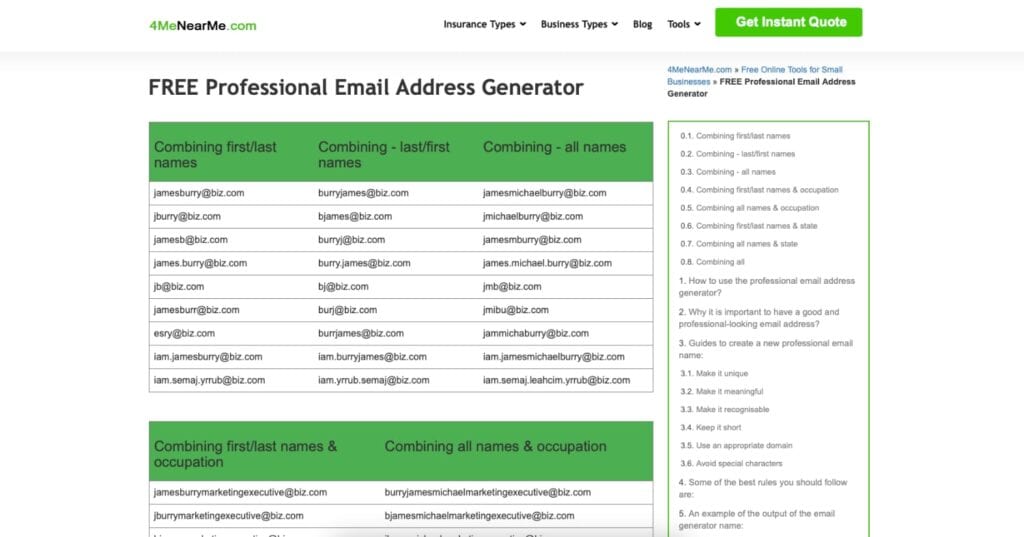 4MeNearMe email name generator