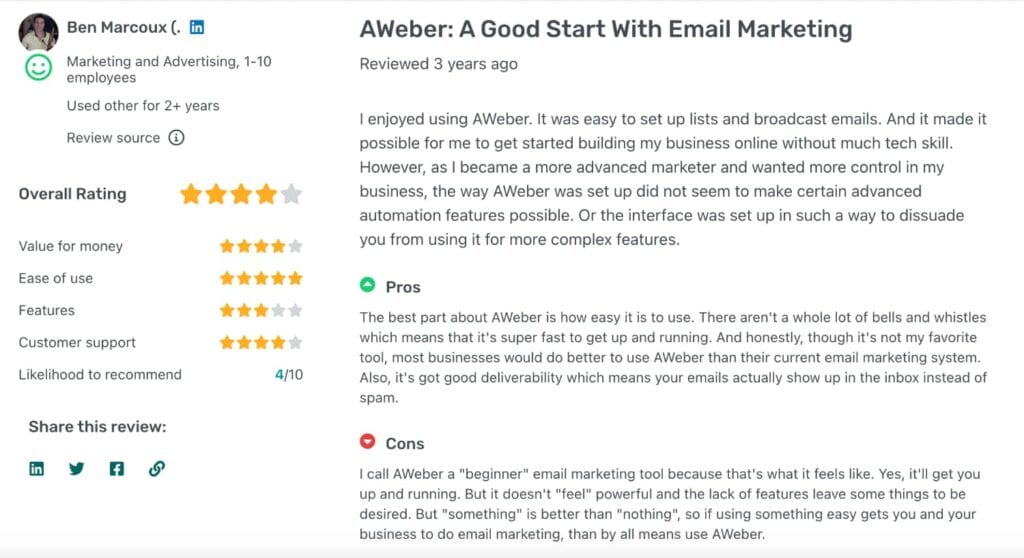 Aweber user review