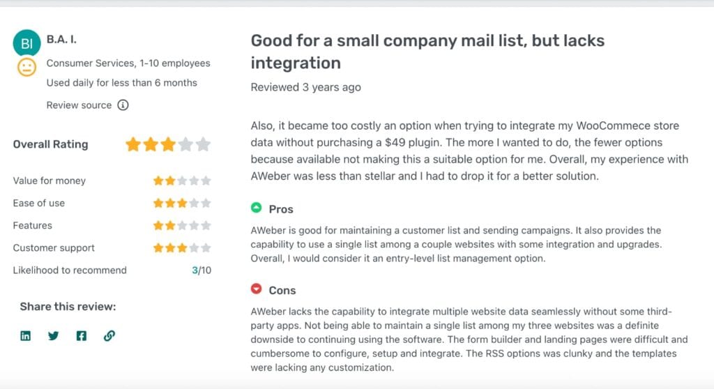 Aweber user review
