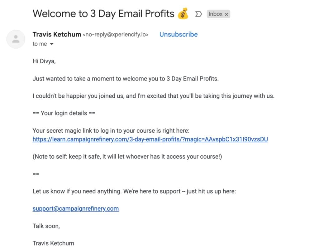 CR email newsletter example