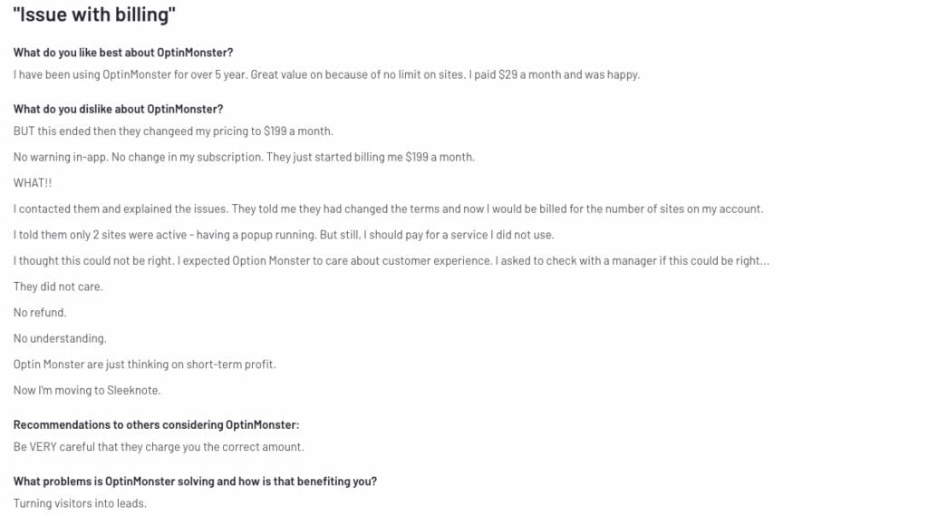 Optinmonster Negative Review 2