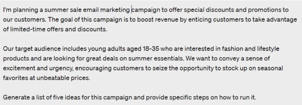 chatgpt email campaign ideas