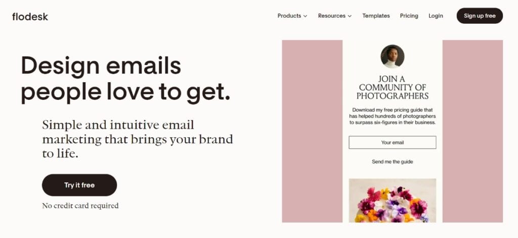 Flodesk homepage