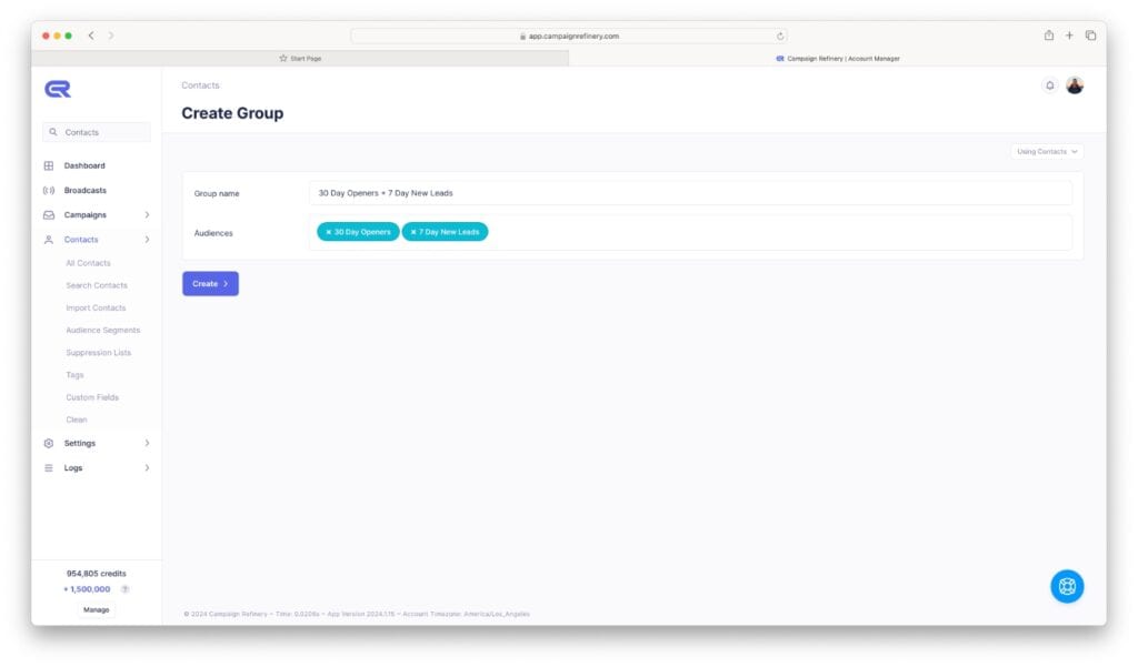 Campaign Refinery feature Audience Groups