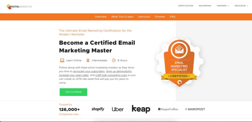 Digital Marketer Email Marketing Course