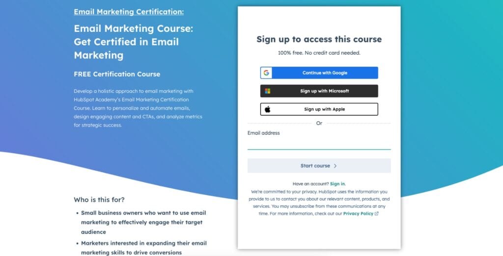 HubSpot Email Marketing Certification
