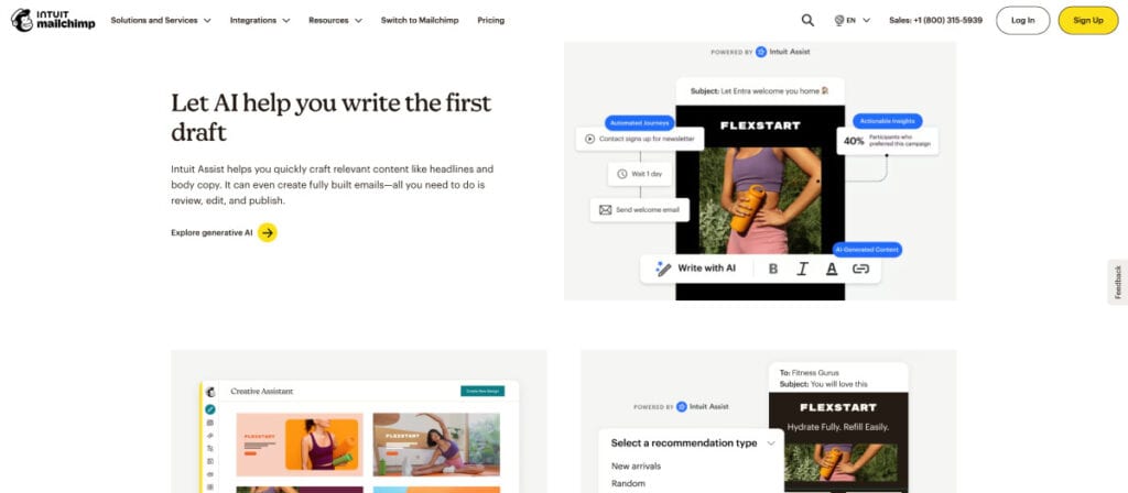Mailchimp AI page