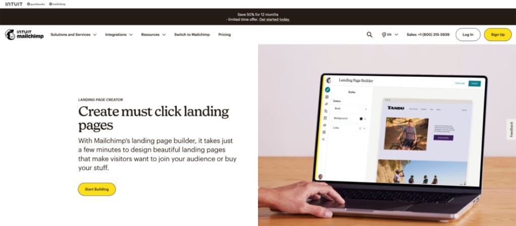 Mailchimp landing pages
