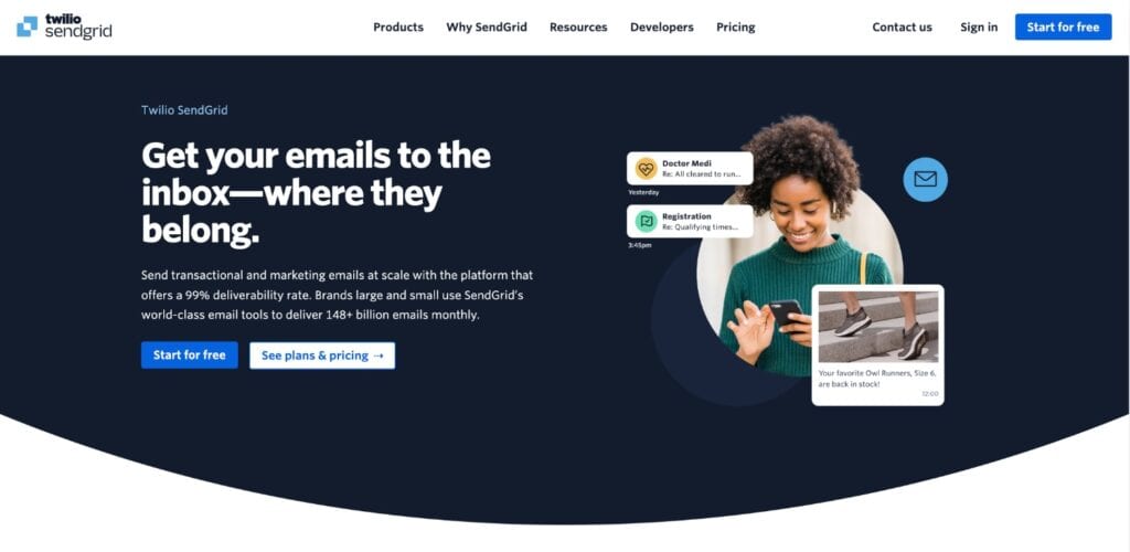 SendGrid Homepage