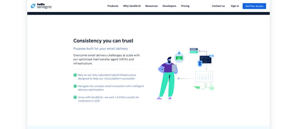 Sendgrid email infrastructure page