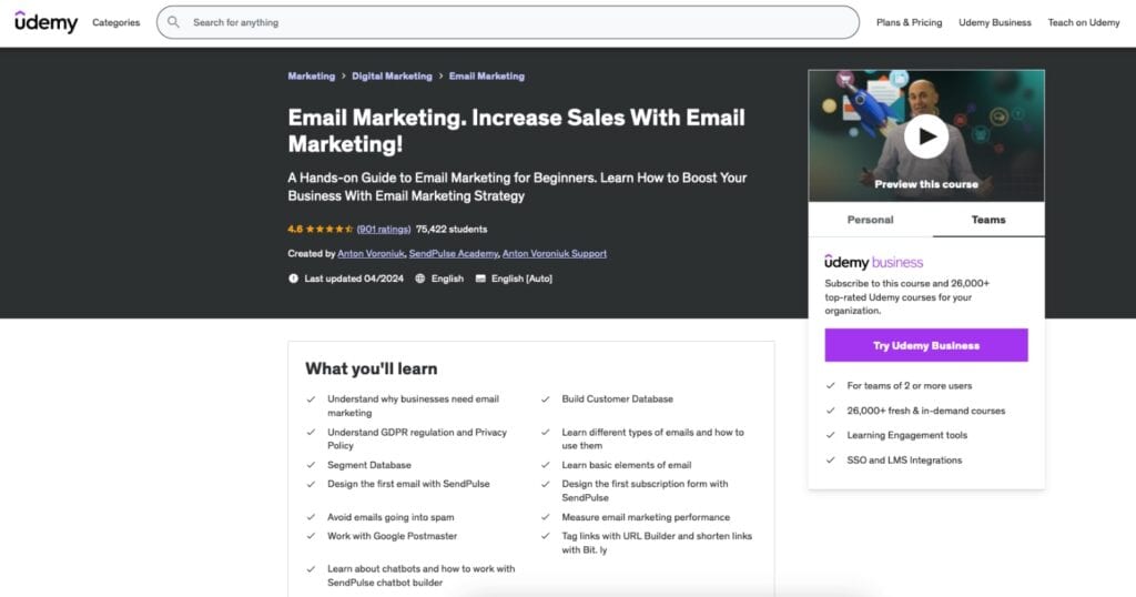 Udemy Email Marketing Course