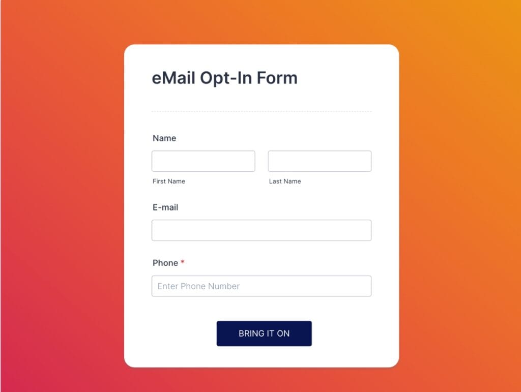 local email example opt in form