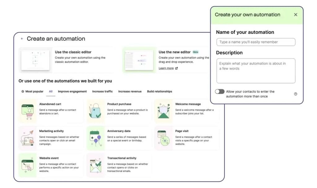 The automation on Sendinblue is advanced