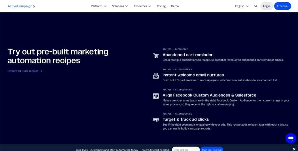 ActiveCampaign automation page